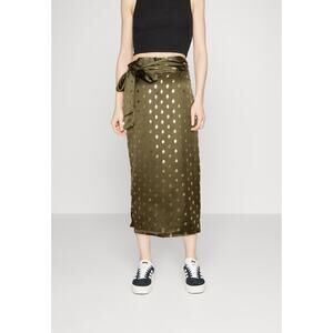 Never Fully Dressed Jasper Skirt Khaki With Gold Fleck US 6 Satin Wrap Green NWT